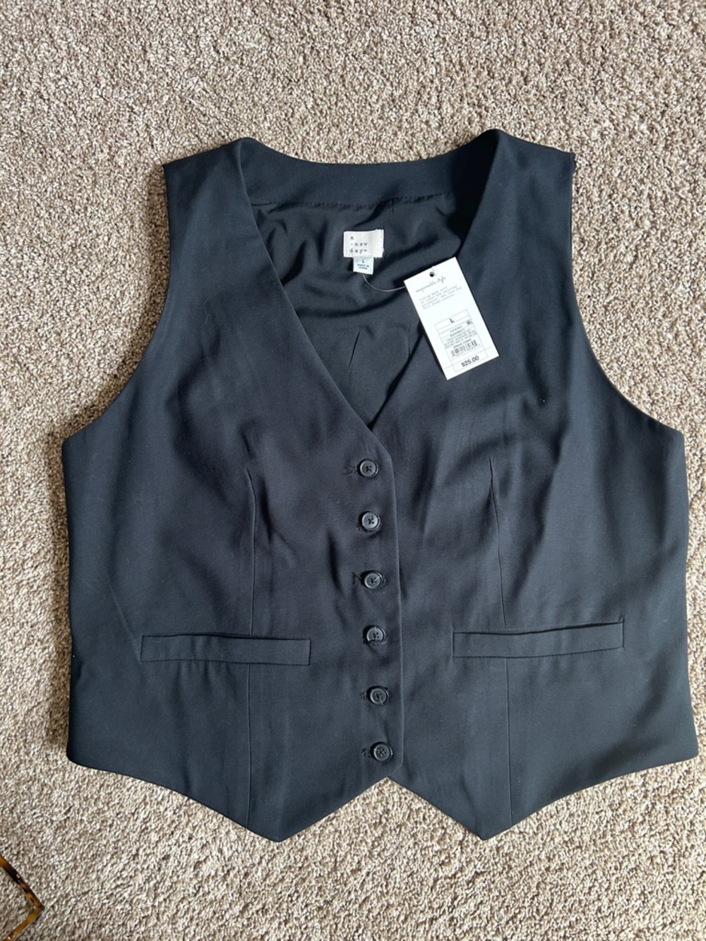 a new day Black Button-Front Tailored Vest